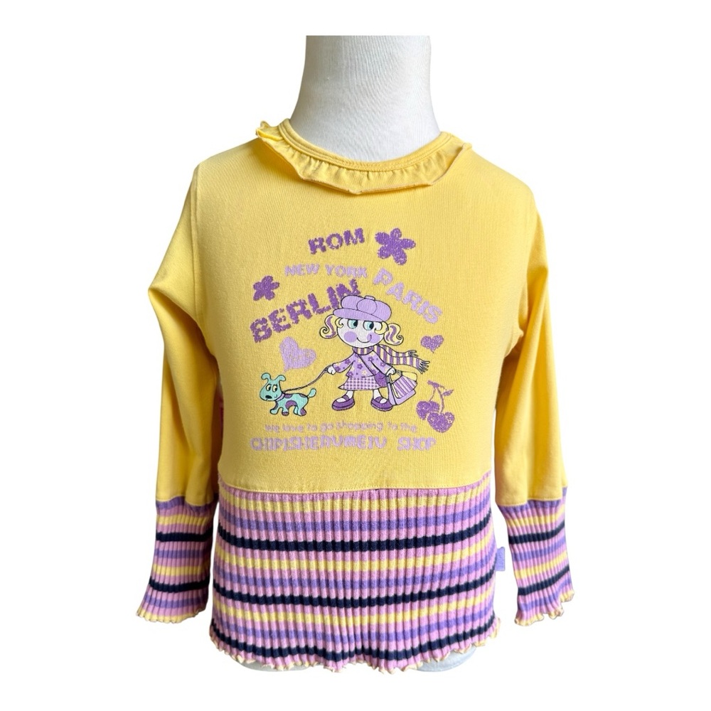 Chipi Yellow and Purple Kids Rom New York Paris Berlin Graphic Long Sleeve Top 5